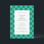 Fun Checkerboard Blue Green Geometric Geburtstag Einladung<br><div class="desc">Niedlicher Spaß Moderne Checkerboard Geometric Geburtstagsparty Einladung in Blau und Grün</div>