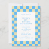 Fun Checkerboard Light Blue Geometric Geburtstag Einladung (Vorderseite)