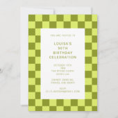 Fun Checkerboard Olive Limon Geometric Geburtstag Einladung (Vorderseite)