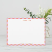 Fun Checkerboard Rosa Orange Geometric Geburtstag