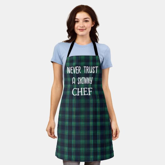 Fun Chef Quote On Green and Blue Tartan Plaid Schürze (Getragen)