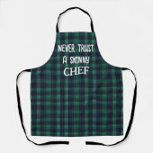Fun Chef Quote On Green and Blue Tartan Plaid Schürze (Vorderseite)
