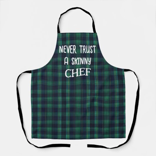 Fun Chef Quote On Green and Blue Tartan Plaid Schürze (Vorderseite)