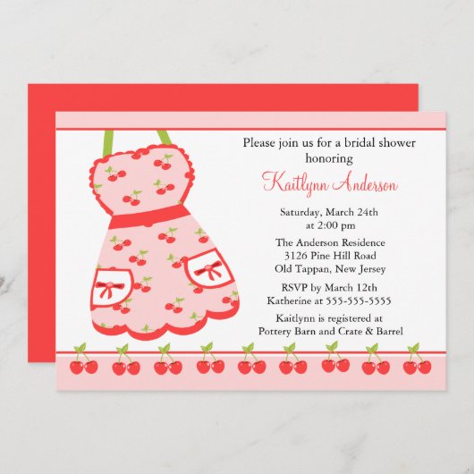 Fun Cherry Retro Kitchen Bridal Dusche Einladung (Vorne/Hinten)