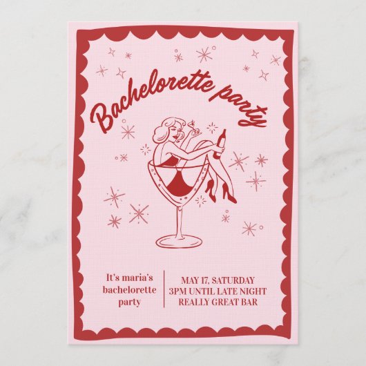Fun & Chic Bachelorette Party Invitation for Girls Einladung (Vorderseite)