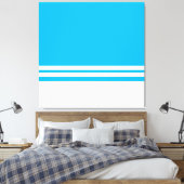 Fun Chic Bright Sky Blue White Base Racing Streife Leinwanddruck (Insitu (Schlafzimmer))