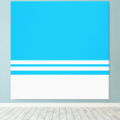 Fun Chic Bright Sky Blue White Base Racing Streife Leinwanddruck (Insitu (Holzboden))