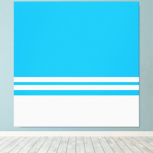 Fun Chic Bright Sky Blue White Base Racing Streife Leinwanddruck (Insitu (Holzboden))