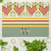 Fun Chic floral Stilvolles Herz Custom Anfangsname Geschirrtuch (Gefaltet)
