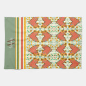 Fun Chic floral Stilvolles Herz Custom Anfangsname Geschirrtuch (Horizontal)