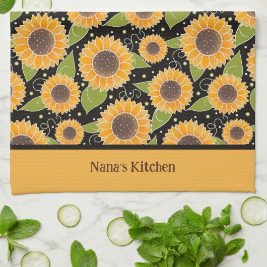 Fun Chic individuelles Sonnenblumenmuster Geschirrtuch (Gefaltet)