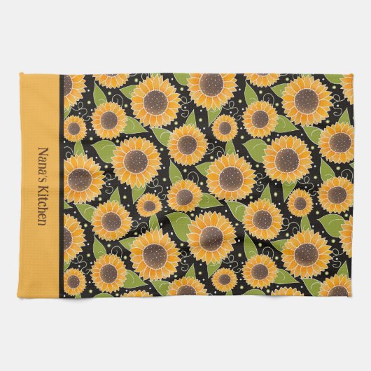 Fun Chic individuelles Sonnenblumenmuster Geschirrtuch (Horizontal)