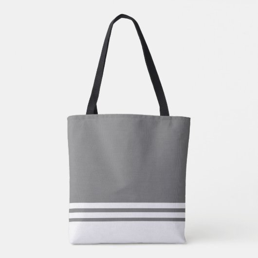 Fun Chic Medium Gray Racing Streifen Tasche (Rückseite)