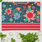 Fun Chic Moderne florale positive Vibes nur Zitat Geschirrtuch (Gefaltet)