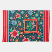Fun Chic Moderne florale positive Vibes nur Zitat Geschirrtuch (Horizontal)