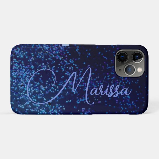 Fun Chic Personalisiert Blue Confetti Case-Mate iPhone Hülle (Rückseite (Horizontal))