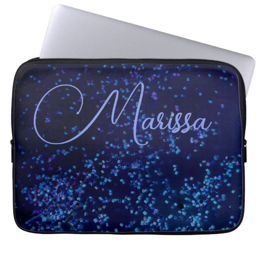 Fun Chic Personalisiert Confetti Blue Laptopschutzhülle (Vorderseite)