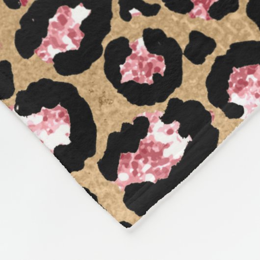 Fun Chic Pink Black Gold Cheetah/Leopard Monogram Fleecedecke (Ecke)