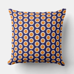 Fun Chic Tiled Bold Orange Navy Ocean Bubbles Kissen