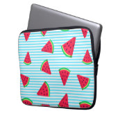 Fun Chic Watermelon Slices Blue Lines Pattern Laptopschutzhülle (Vorderseite Links)
