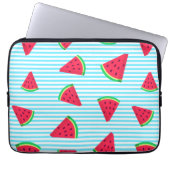 Fun Chic Watermelon Slices Blue Lines Pattern Laptopschutzhülle (Vorderseite)