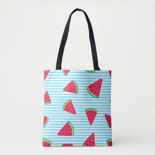 Fun Chic Watermelon Slices Blue Lines Pattern Tasche (Vorderseite)