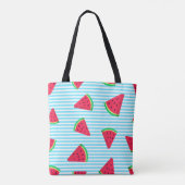 Fun Chic Watermelon Slices Blue Lines Pattern Tasche (Rückseite)