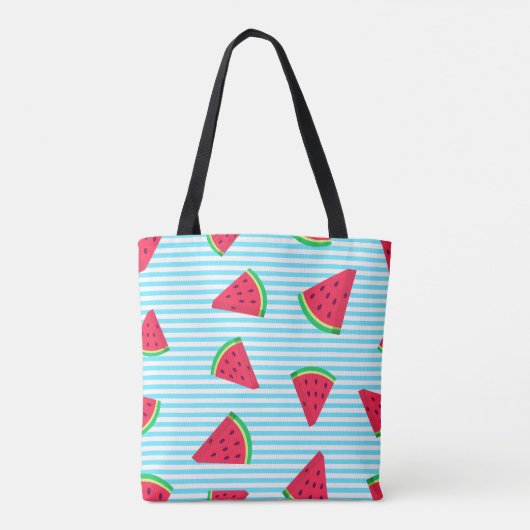 Fun Chic Watermelon Slices Blue Lines Pattern Tasche (Rückseite)