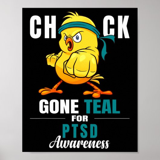 Fun Chick Gone Aquamarin Ribbon Hühnerkrieger Ptsd Poster (Vorne)