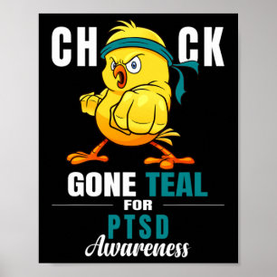 Fun Chick Gone Aquamarin Ribbon Hühnerkrieger Ptsd Poster