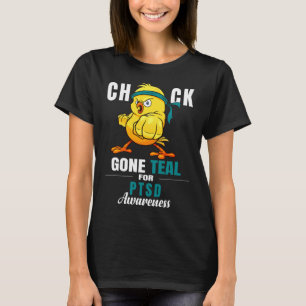 Fun Chick Gone Aquamarin Ribbon Hühnerkrieger Ptsd T-Shirt