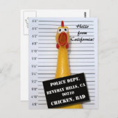 Fun Chicken Beverly Hills Mugshot Postcard! Postkarte (Vorne/Hinten)