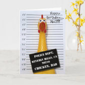 Fun Chicken Mugshot Geburtstag Grußkarte! Karte (Gelbe Blume)