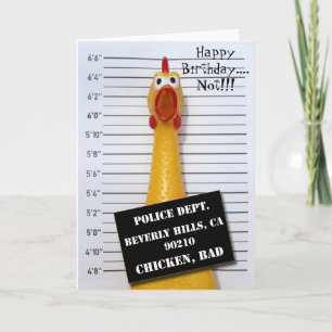 Fun Chicken Mugshot Geburtstag Grußkarte! Karte