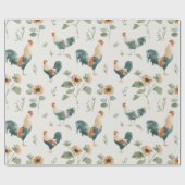 Fun Chicken Rooster Sunflower Geschenkpapier (Flach)