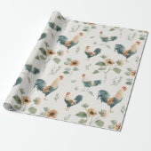 Fun Chicken Rooster Sunflower Geschenkpapier (Ungerollt)