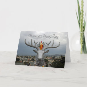 Fun Chicken und Rudolph Weihnachtsgrußkarte! Feiertagskarte