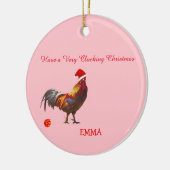 Fun Chicken Weihnachtsgrüße Keramikornament (Links)