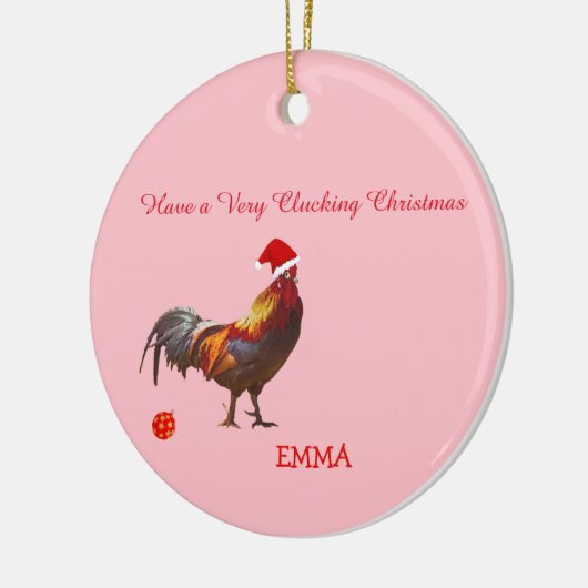 Fun Chicken Weihnachtsgrüße Keramikornament (Links)