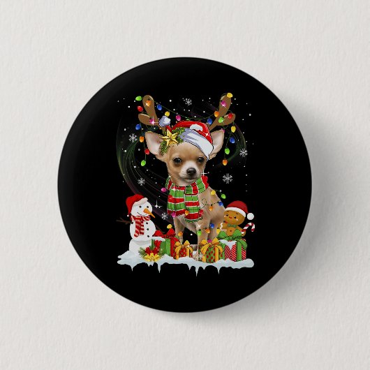 Fun Chihuahua Weihnachten Ugly Hund Weihnachtsmann Button (Vorderseite)