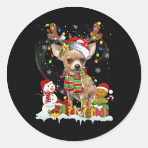 Fun Chihuahua Weihnachten Ugly Hund Weihnachtsmann Runder Aufkleber