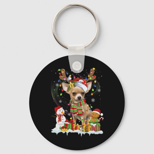 Fun Chihuahua Weihnachten Ugly Hund Weihnachtsmann Schlüsselanhänger (Vorderseite)