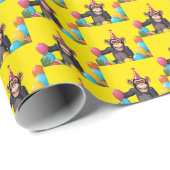 Fun Chimpanzee Kid's Wild Jungle Birthday Party Geschenkpapier (Rolleneckpunkt)