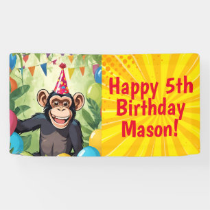 Fun Chimpanzee Wilder Jungle Affe Geburtstag Banner