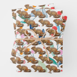 Fun Chipmunk-Wrapping Paper Sheets Geschenkpapier Set