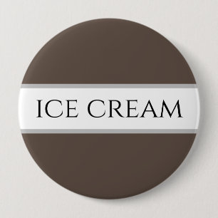 Fun Chocolate ICE CREAM Brown White Stripes Button
