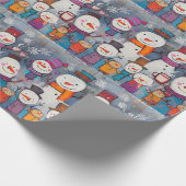 Fun Chorus der Schneemänner trinken heiße Kakao Geschenkpapier (Ecke)