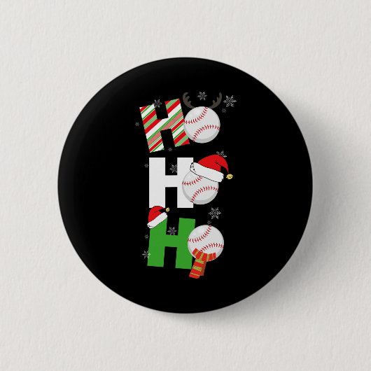 Fun Christmas Baseball Pajamas Player Matching Tee Button (Vorderseite)