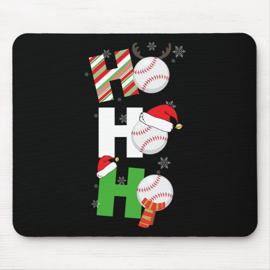 Fun Christmas Baseball Pajamas Player Matching Tee Mousepad (Vorne)