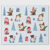 Fun Christmas Blue Red Gnomes Geschenkpapier (Flach)